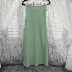 Bryn Walker Size XXS 100% Linen Long Bias Skirt Alfalfa Green Pull On A-line NEW